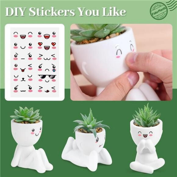 Set of 3 Fake Succulent Plants Small Artificial Potted Greenery for Desk Home De - Picture 4 of 7